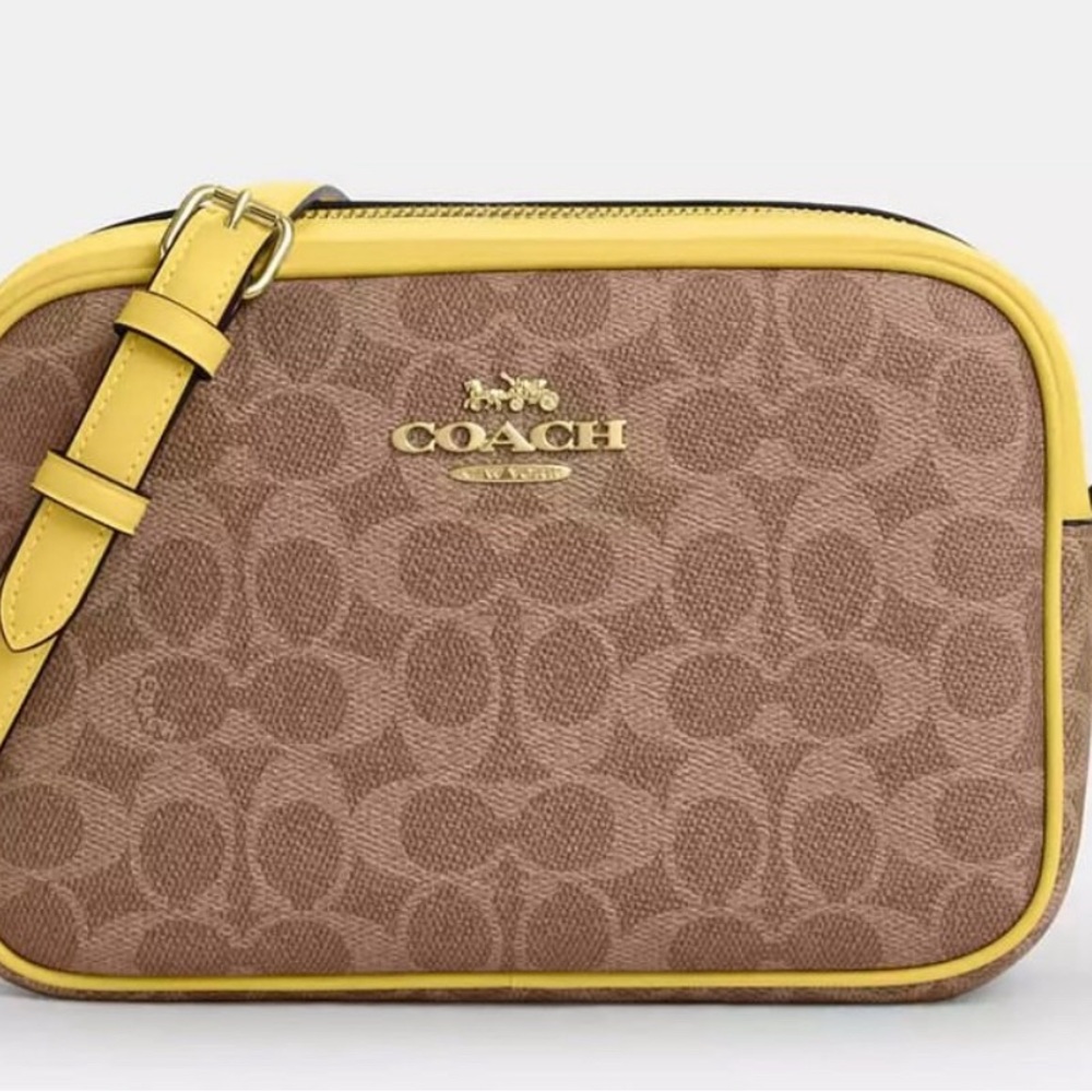 Coach Tan and Yellow Crossbody Bag